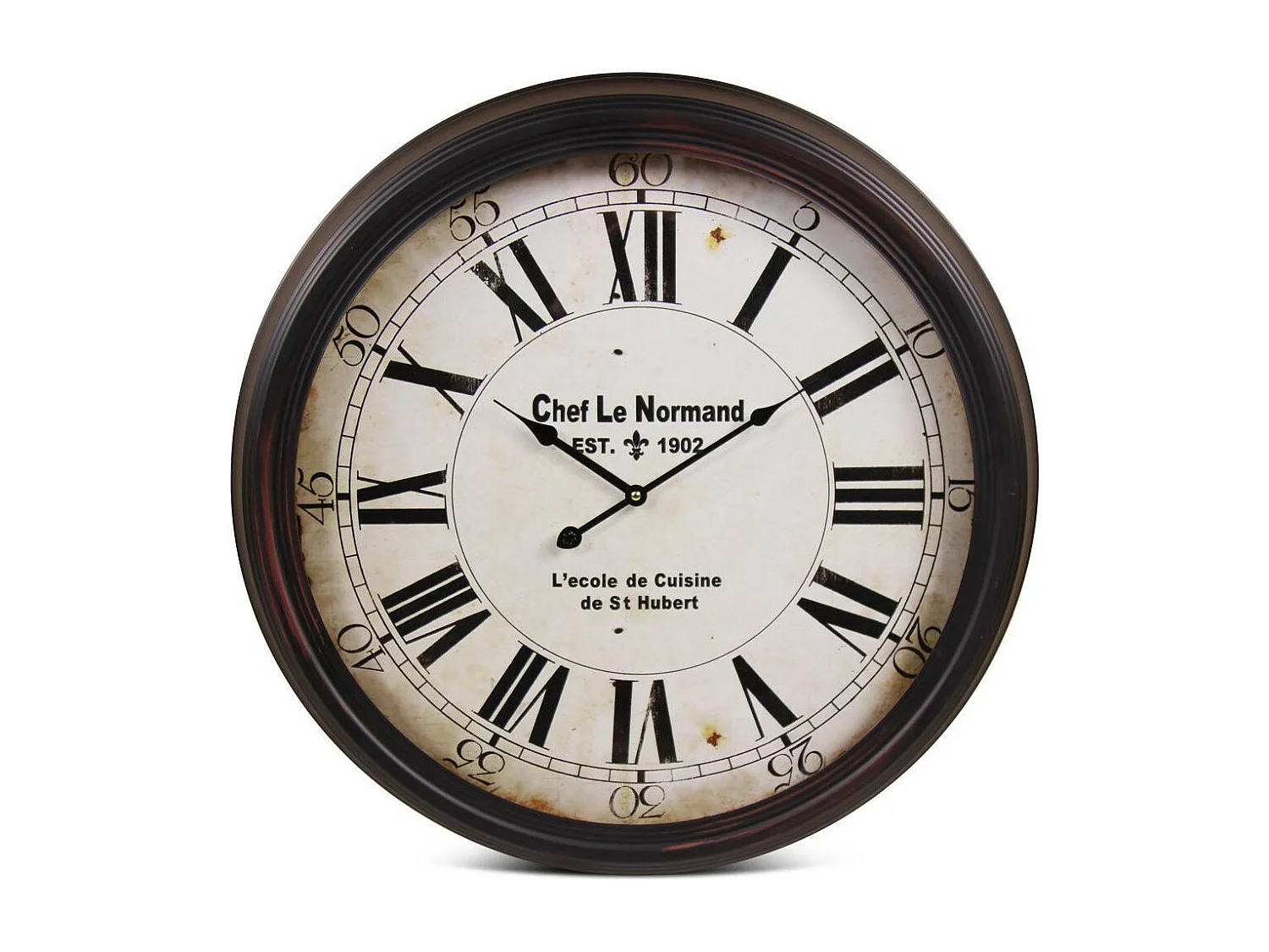 Horloge ancienne murale chef le normand Métal Blanc - Décoration d'Autrefois