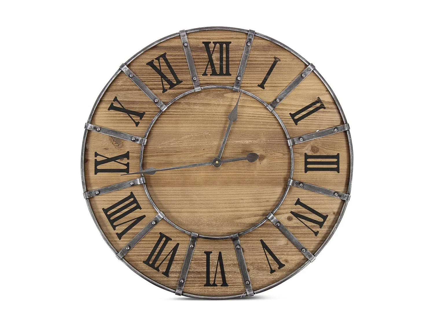 Grande horloge ancienne Bois-Métal Marron - Décoration d'Autrefois