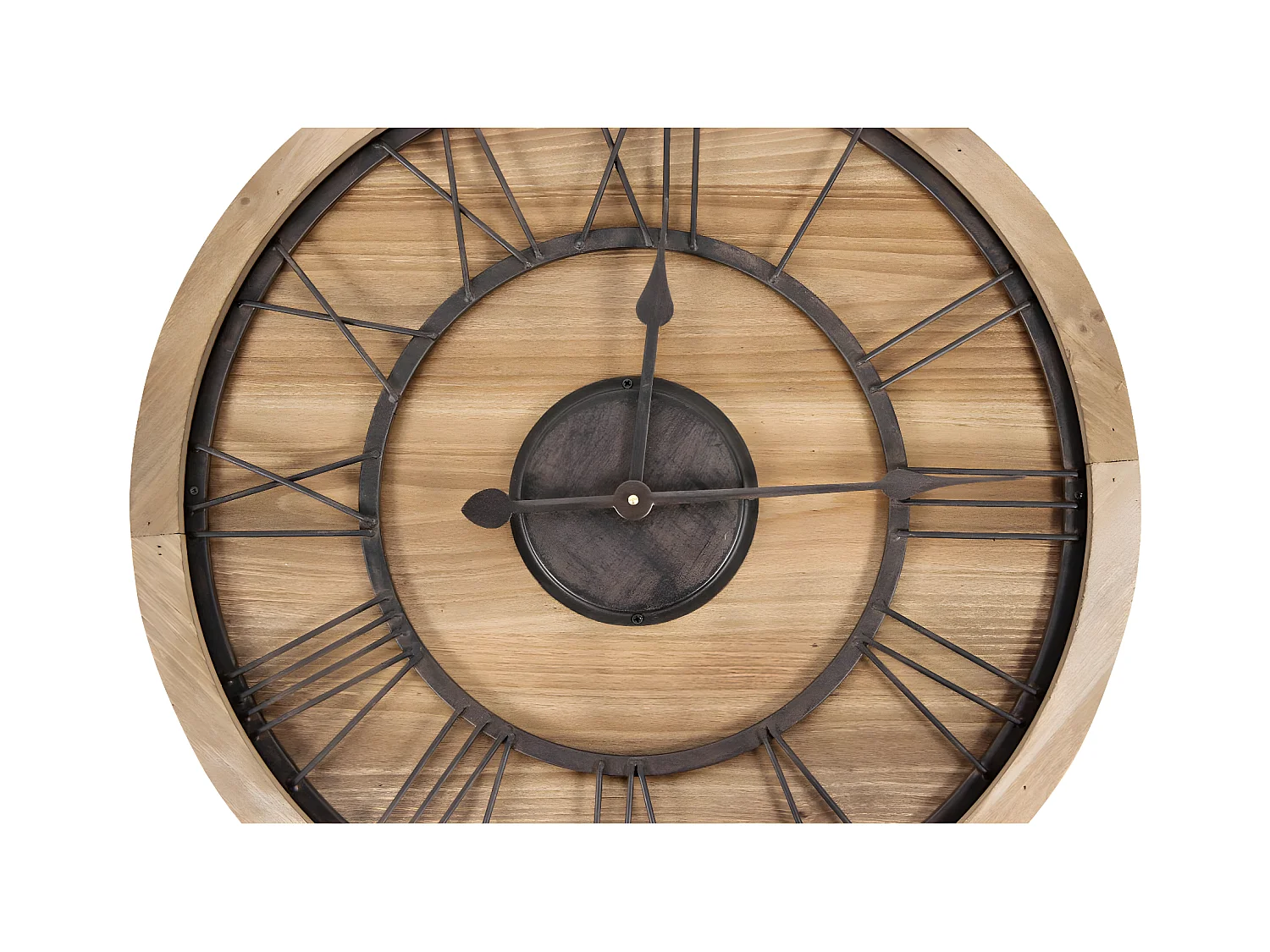 Grande horloge ancienne Bois-Métal Marron - Décoration d'Autrefois