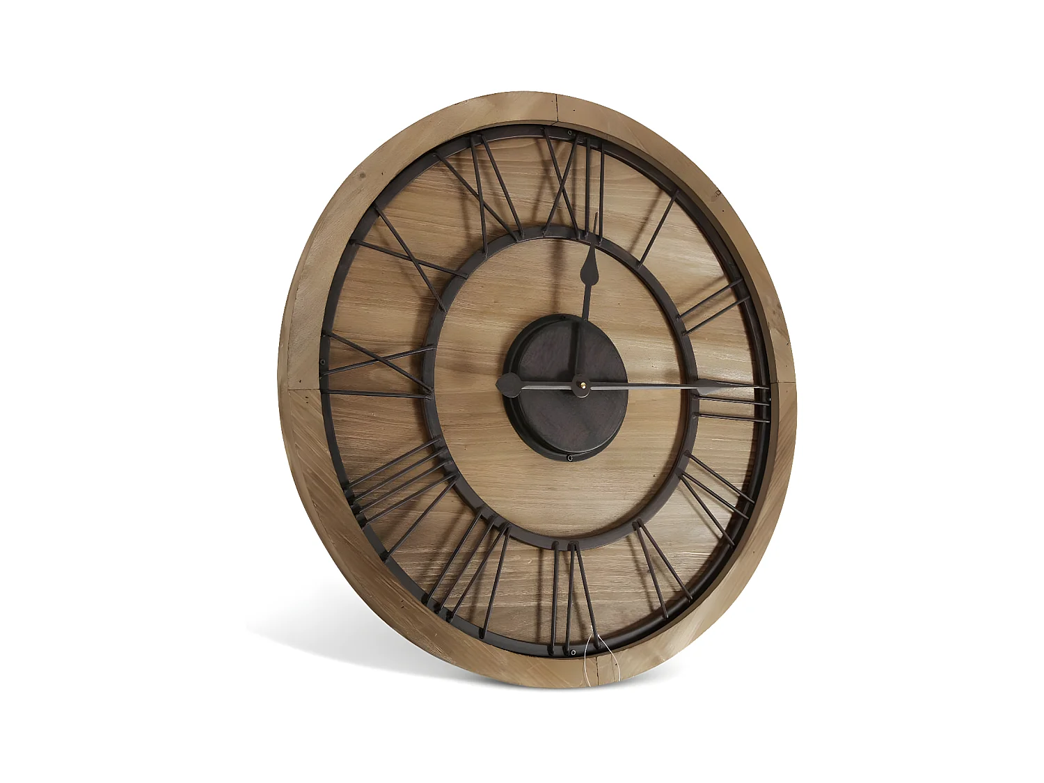 Grande horloge ancienne Bois-Métal Marron - Décoration d'Autrefois