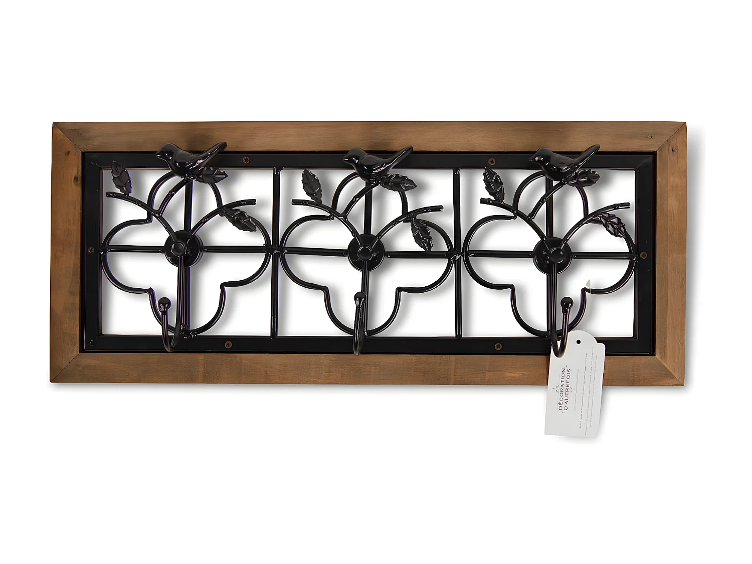 Patère portemanteau 3 accroches Bois Marron - Décoration d'Autrefois