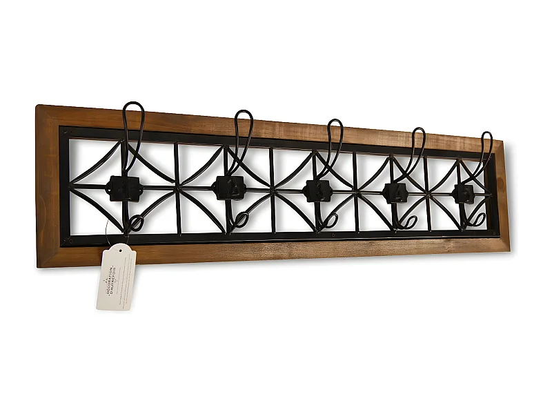 Patère portemanteau 5 accroches Bois Marron - Décoration d'Autrefois