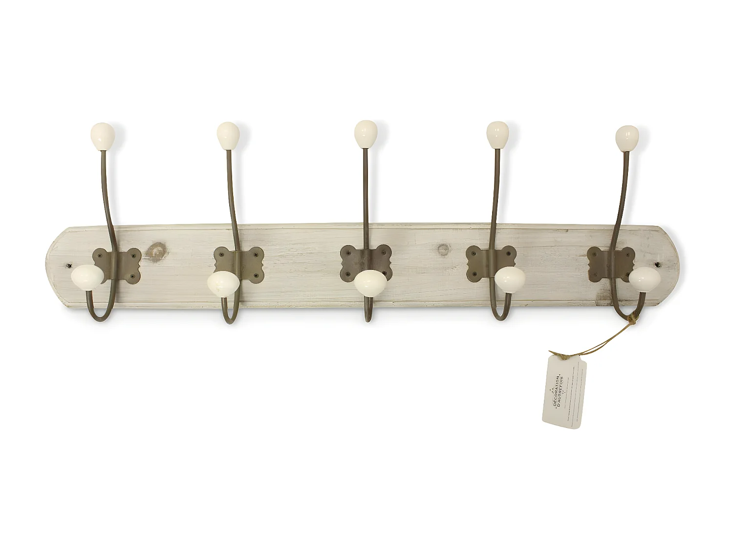 Patère portemanteau 10 accroches Bois Blanc - Décoration d'Autrefois