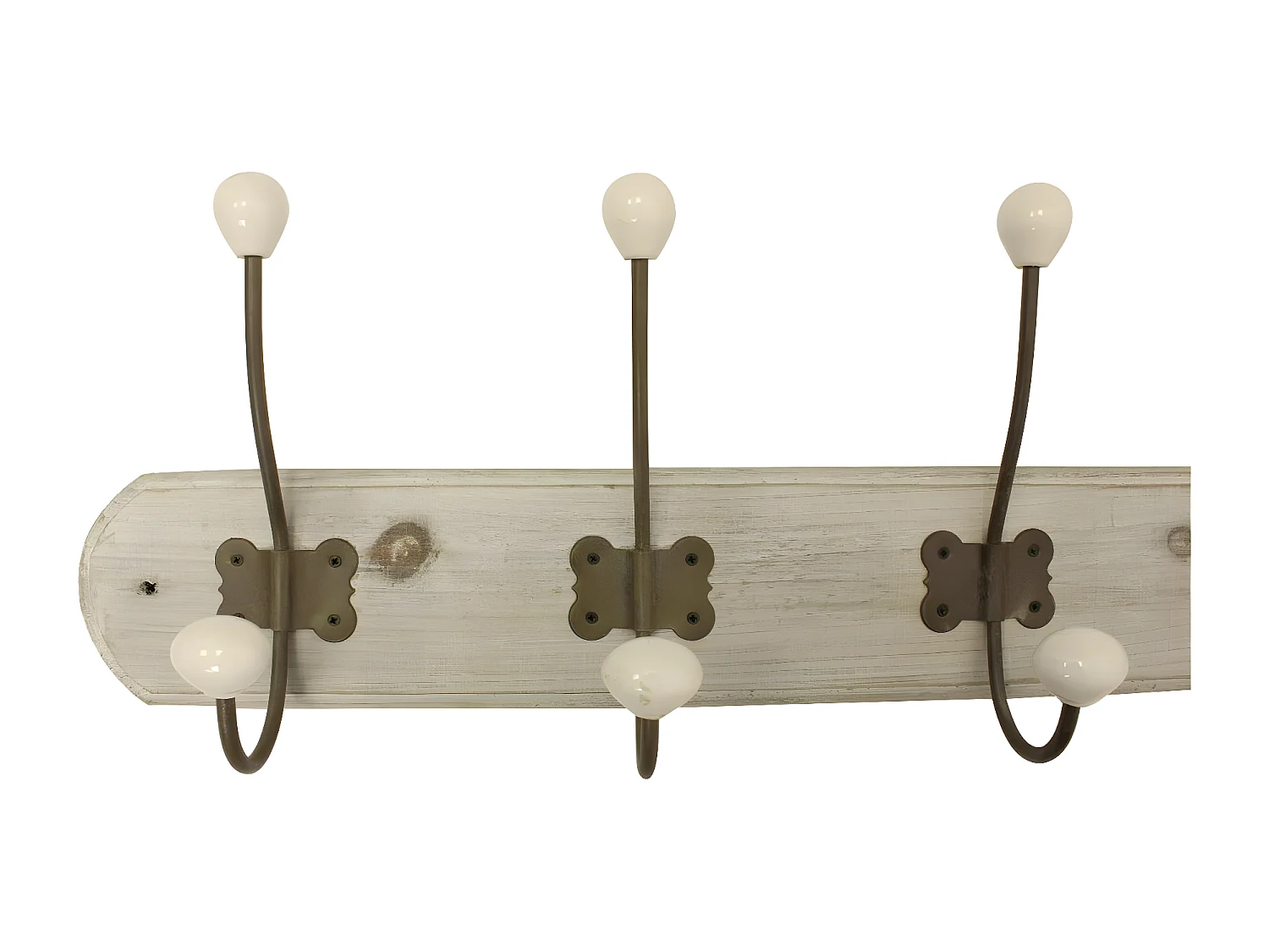 Patère portemanteau 10 accroches Bois Blanc - Décoration d'Autrefois