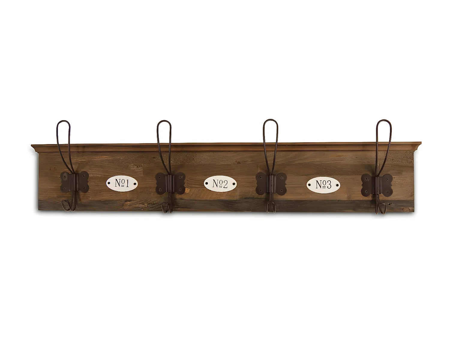 Patère portemanteau 4 accroches Bois Marron - Décoration d'Autrefois