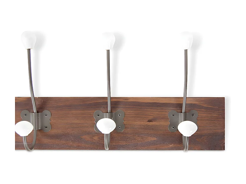 Patère portemanteau 10 accroches Bois Marron - Décoration d'Autrefois