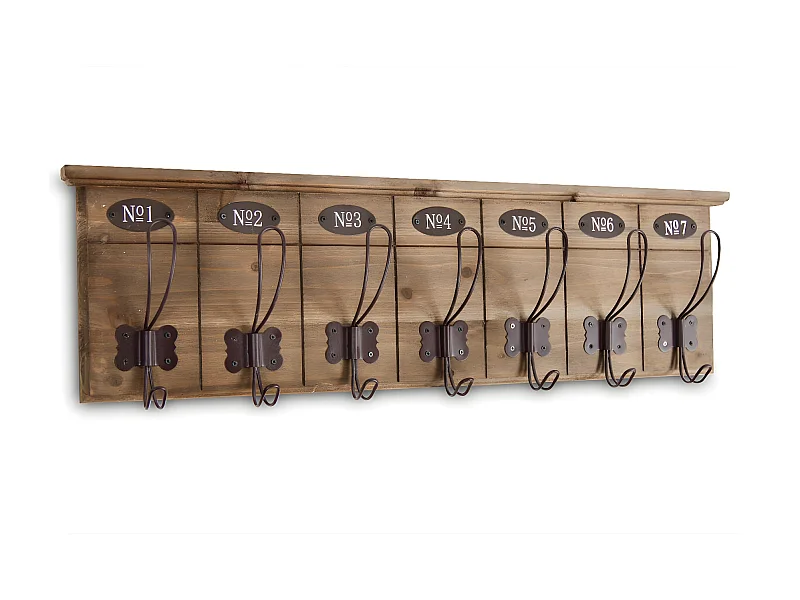 Patère portemanteau 7 accroches Bois Marron - Décoration d'Autrefois