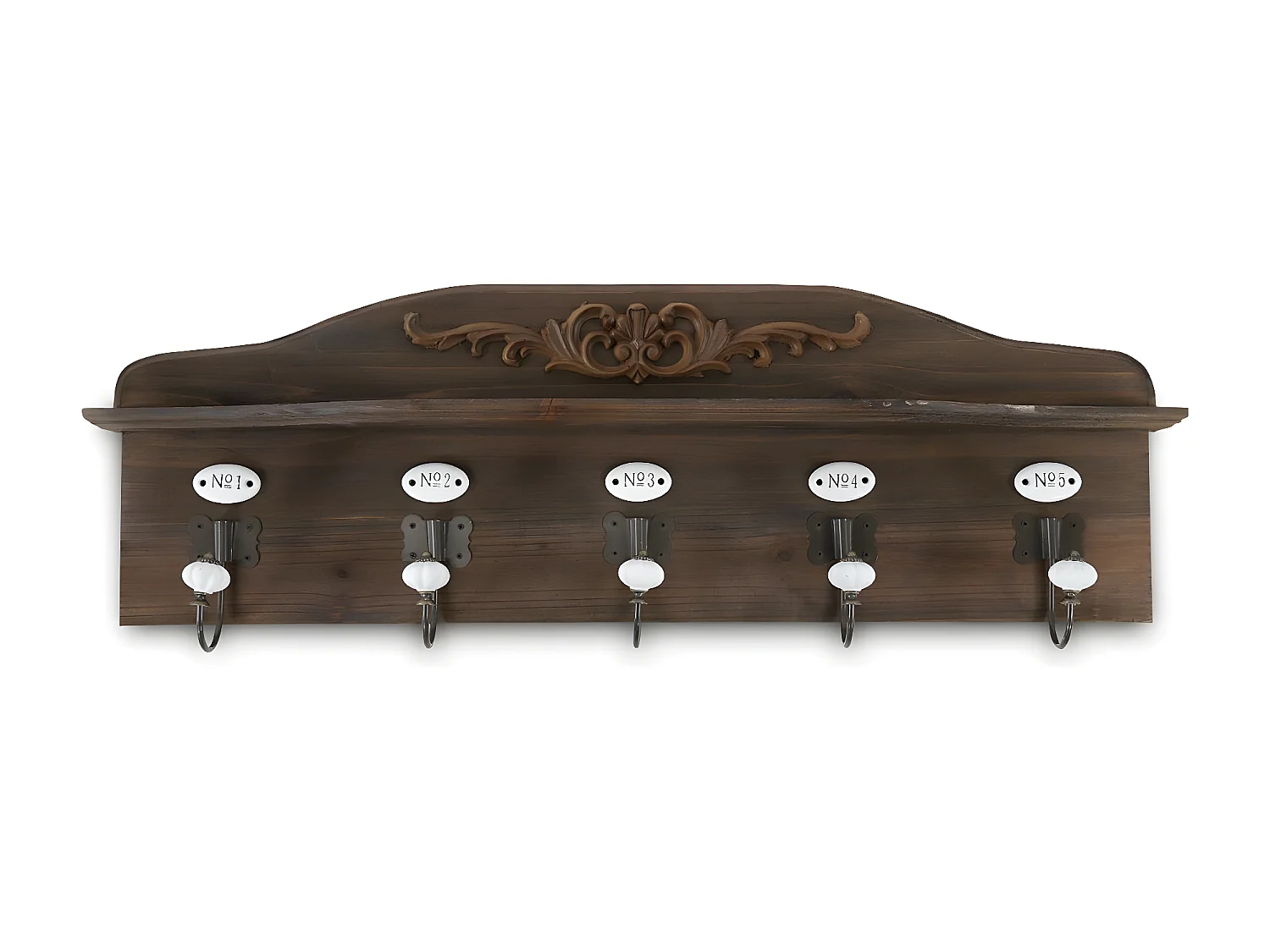 Patère portemanteau 5 accroches Bois Marron - Décoration d'Autrefois