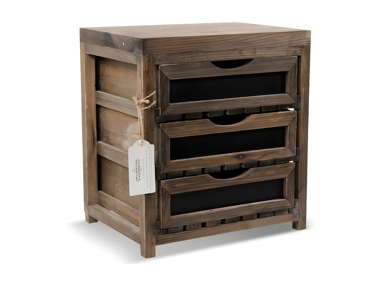 Meuble bas rangement 3 tiroirs Bois Marron - Décoration d'Autrefois