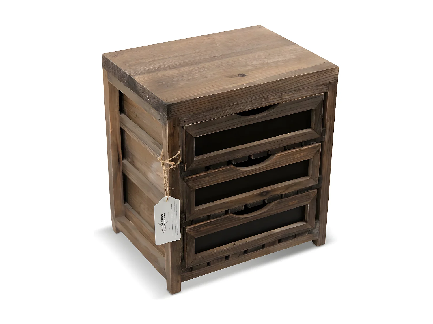 Meuble bas rangement 3 tiroirs Bois Marron - Décoration d'Autrefois