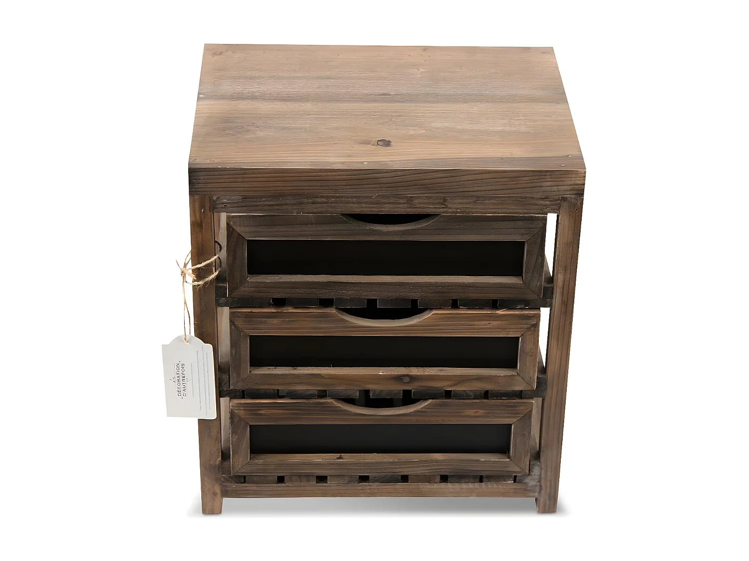 Meuble bas rangement 3 tiroirs Bois Marron - Décoration d'Autrefois