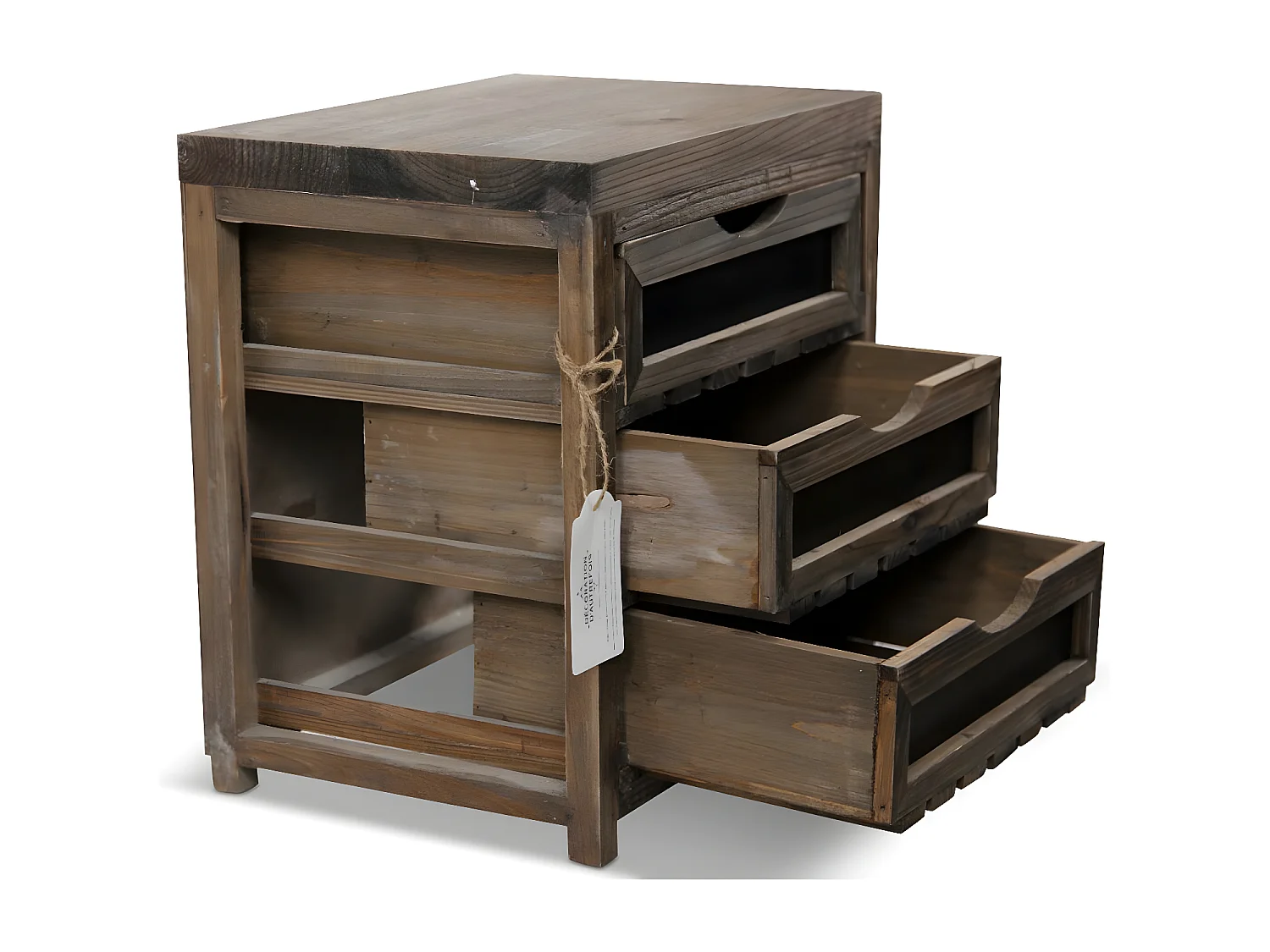 Meuble bas rangement 3 tiroirs Bois Marron - Décoration d'Autrefois