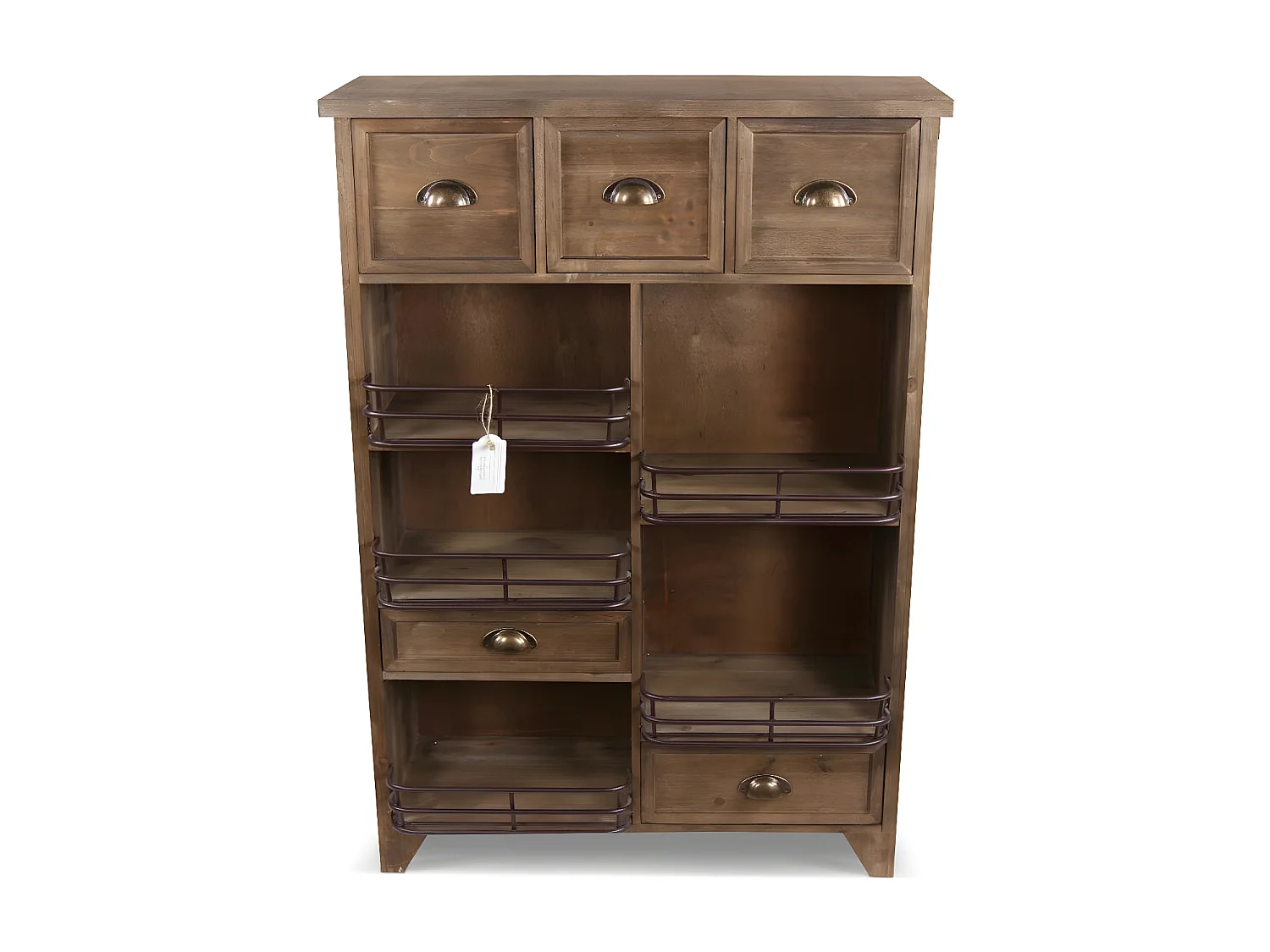 Meuble rangement 2 tiroirs Bois Marron - Décoration d'Autrefois