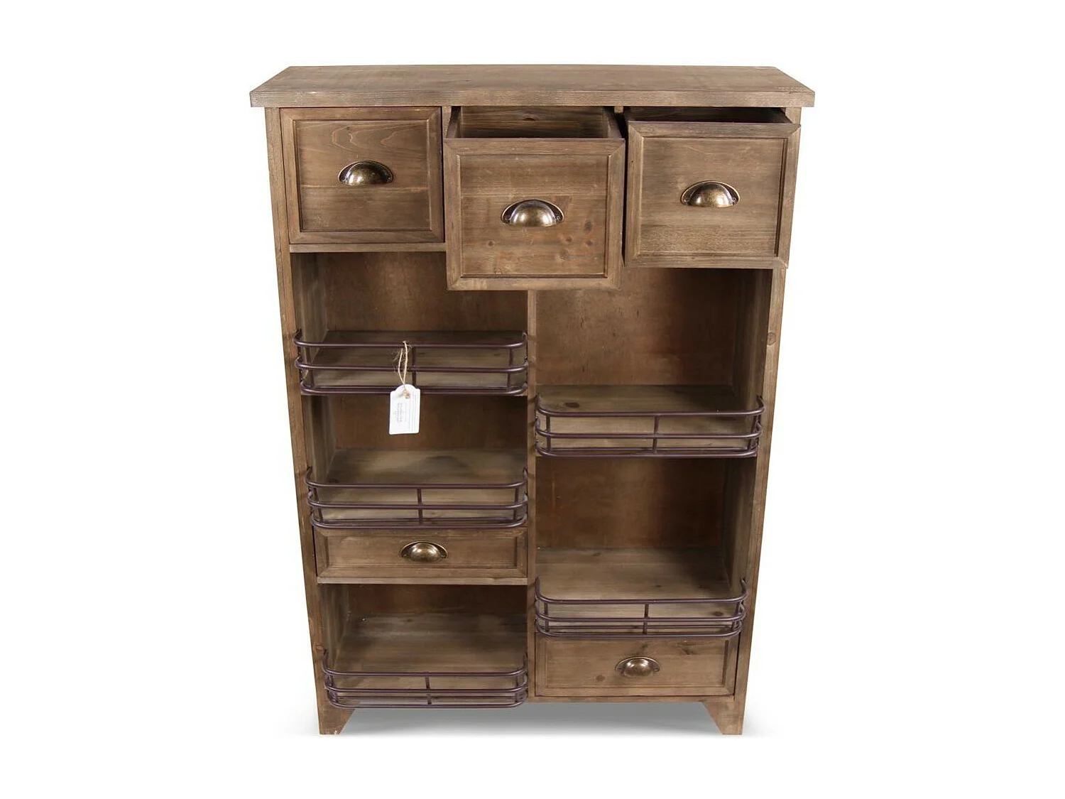 Meuble rangement 2 tiroirs Bois Marron - Décoration d'Autrefois