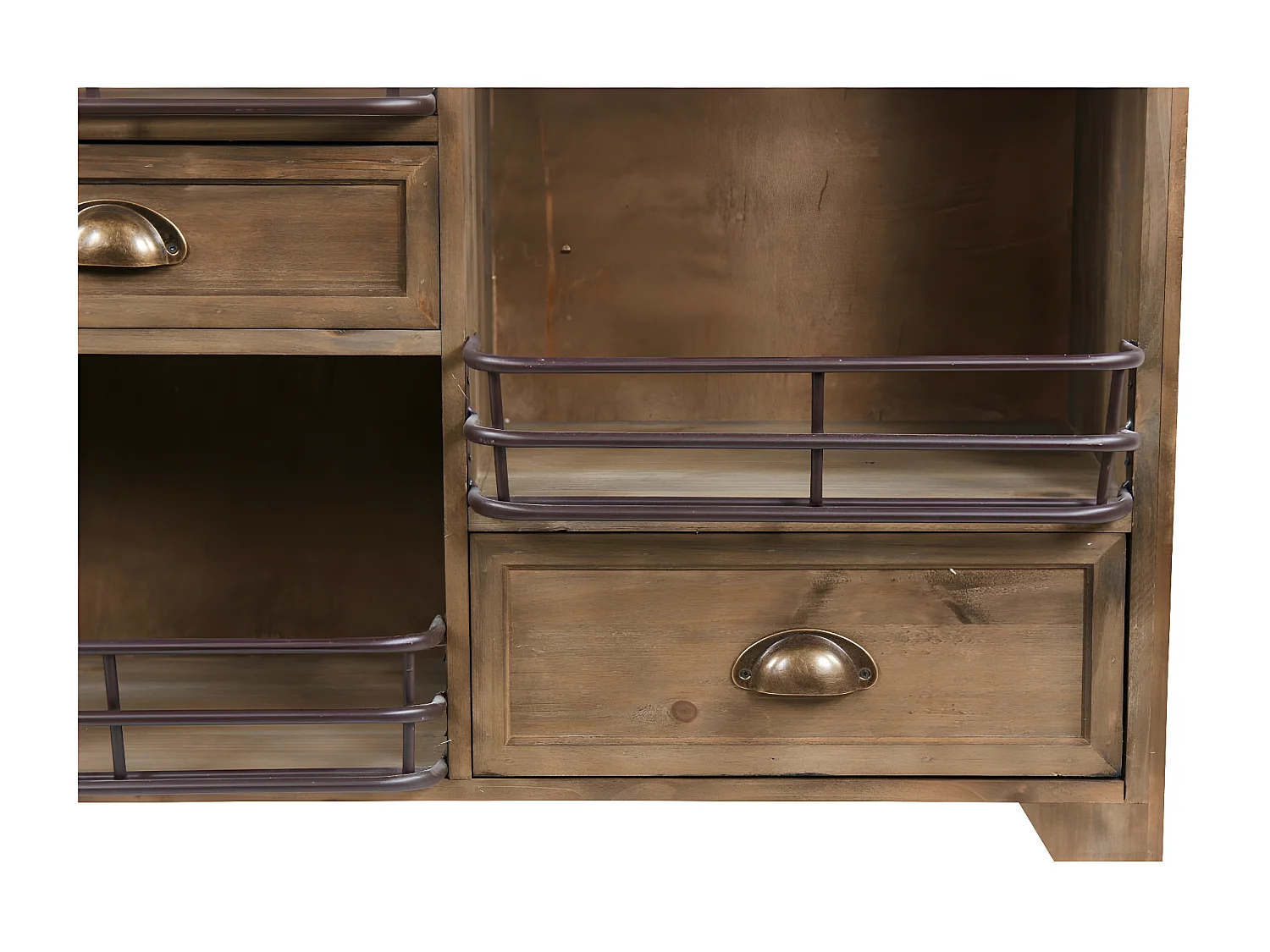 Meuble rangement 2 tiroirs Bois Marron - Décoration d'Autrefois