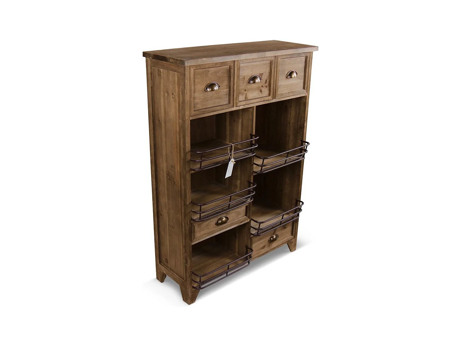 Meuble rangement 2 tiroirs Bois Marron - Décoration d'Autrefois