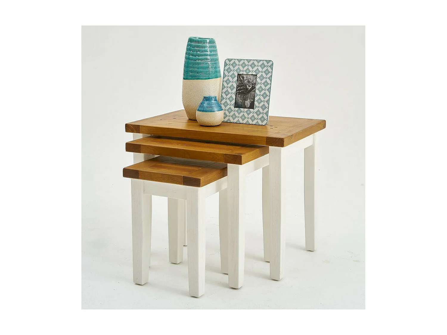 Lot de 3 sellettes Bois Blanc - Théomine Décoration d'Autrefois