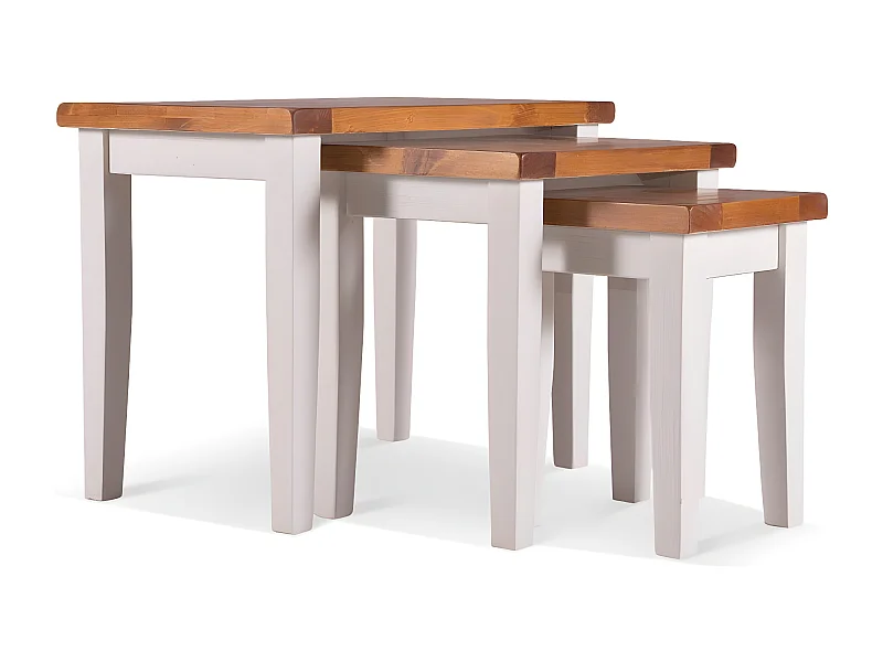 Lot de 3 sellettes Bois Blanc - Théomine Décoration d'Autrefois