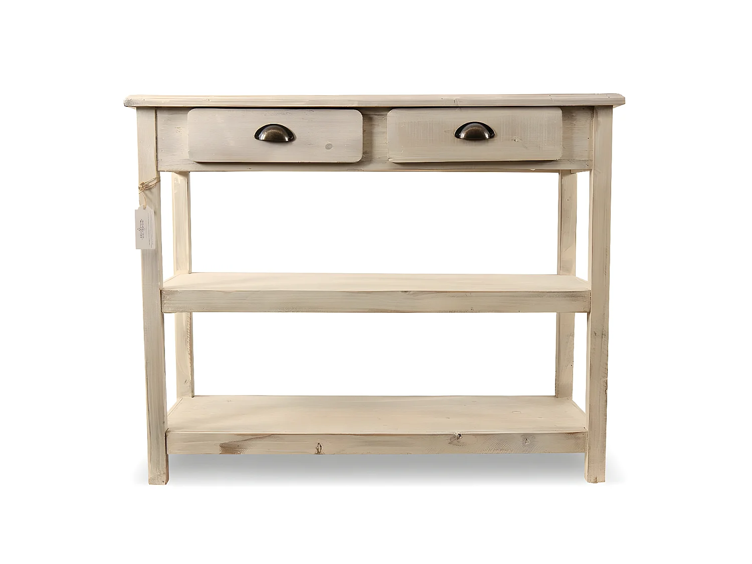 Console 2 tiroirs Bois Blanc - Décoration d'Autrefois