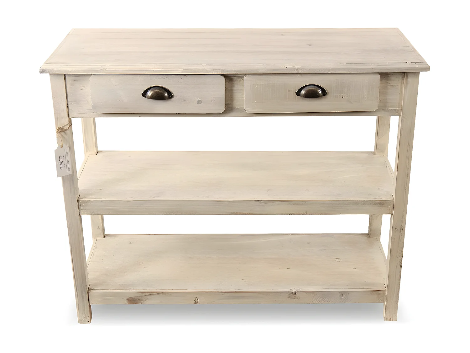 Console 2 tiroirs Bois Blanc - Décoration d'Autrefois