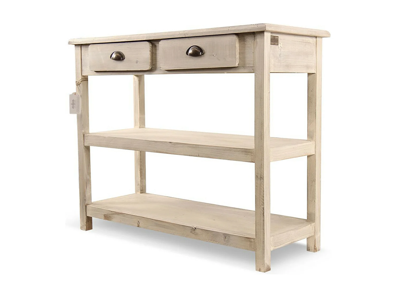 Console 2 tiroirs Bois Blanc - Décoration d'Autrefois