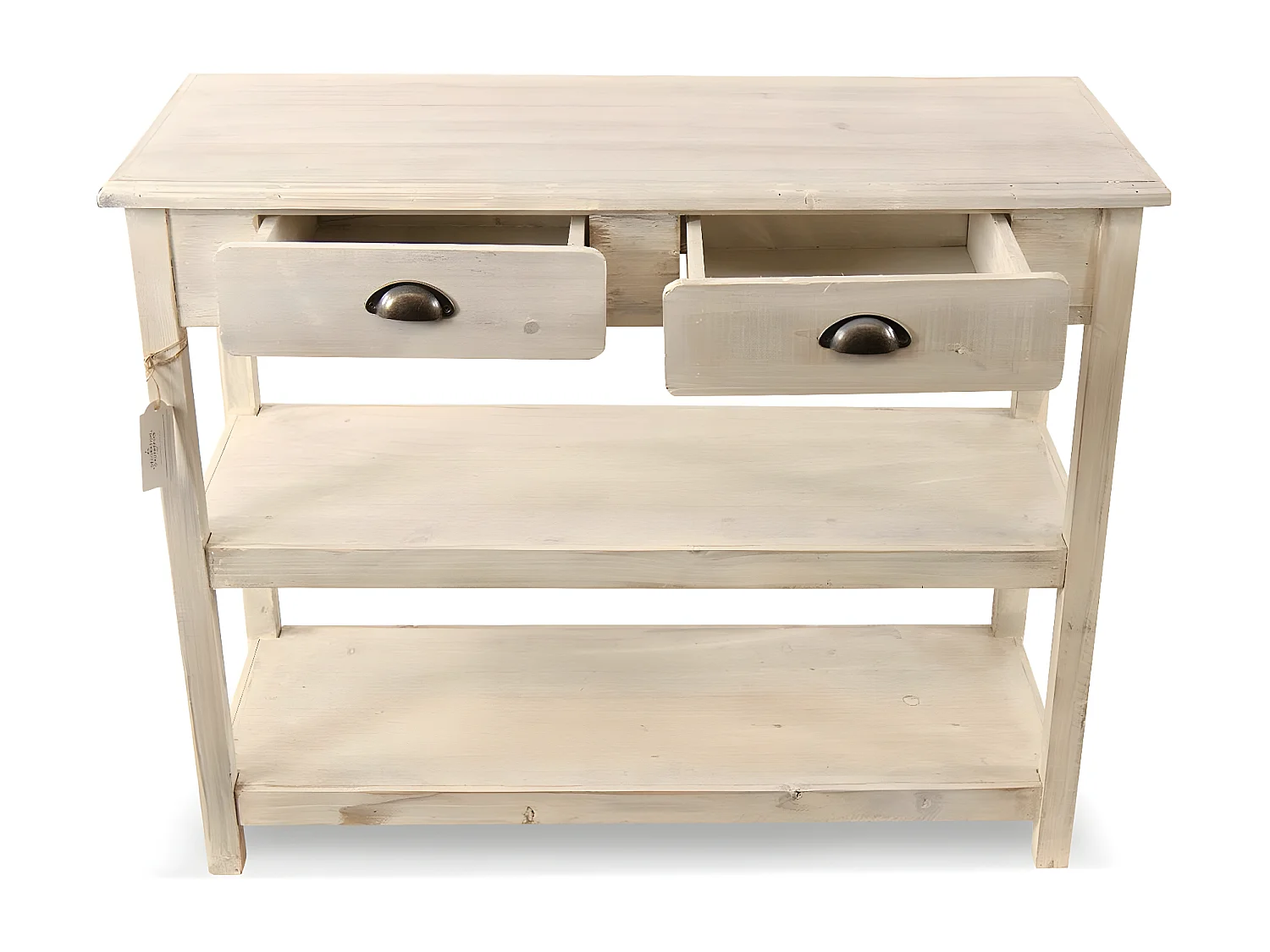 Console 2 tiroirs Bois Blanc - Décoration d'Autrefois
