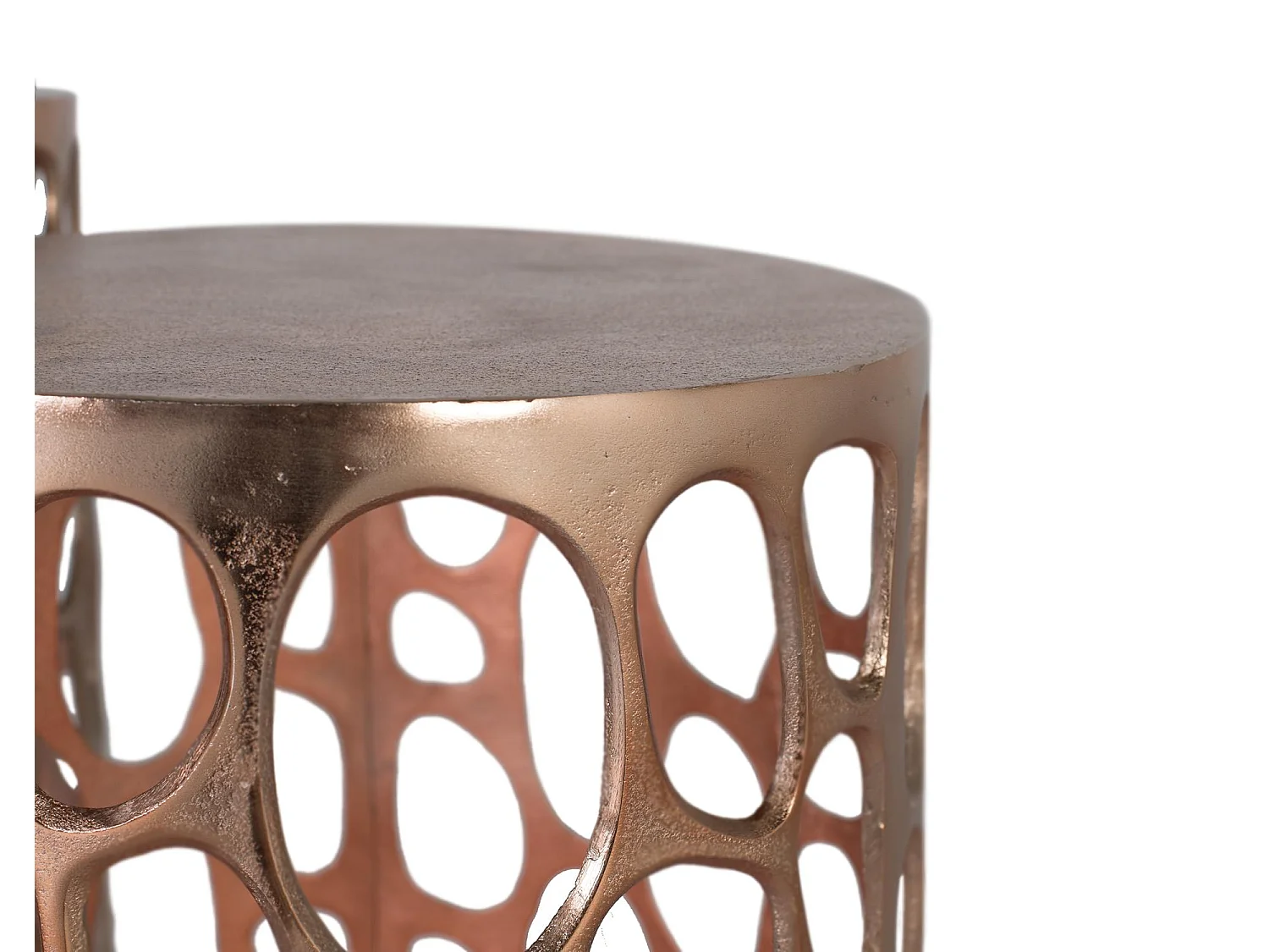 Set mit 2 Tischen aus Metall mit gealtertem Kupferfinish