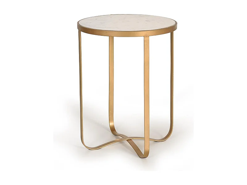 Table d'angle en marbre et métal