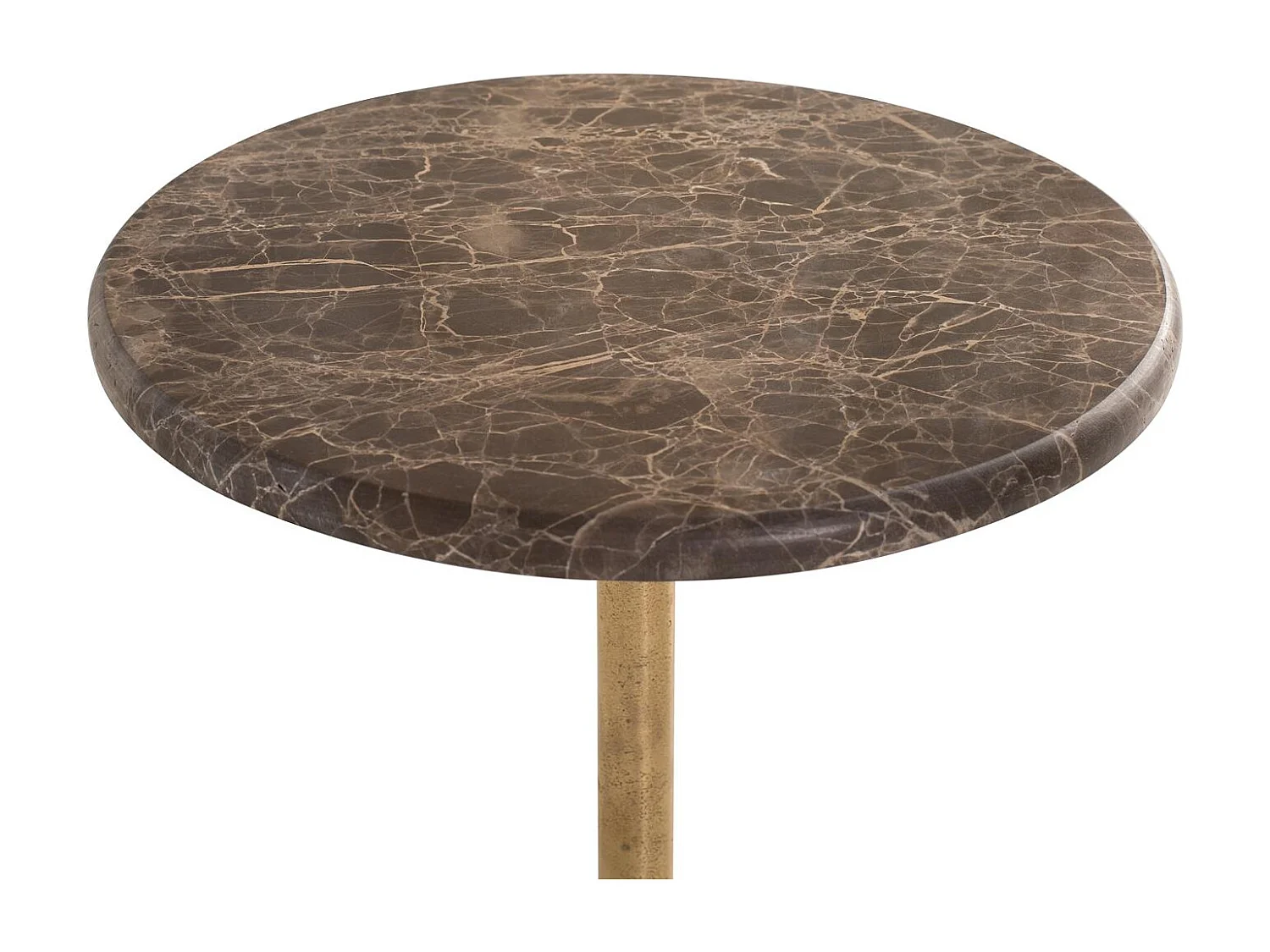 Stolik pomocniczy z marmurowym blatem i metalową nogą