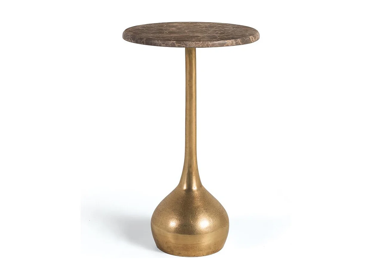 Table d'appoint avec plateau en marbre et pied en métal