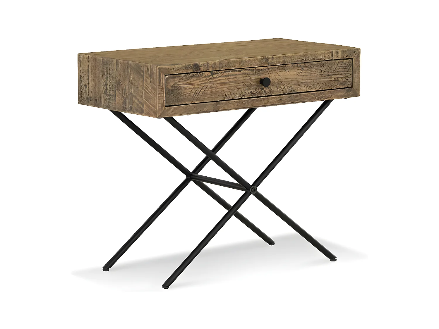 Console 1 tiroir Bois-Métal Marron - Labertine Décoration d'Autrefois