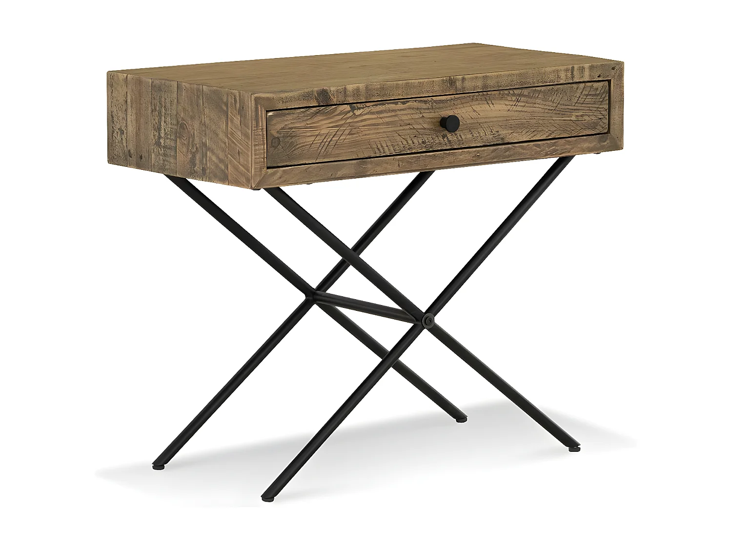 Console 1 tiroir Bois-Métal Marron - Labertine Décoration d'Autrefois