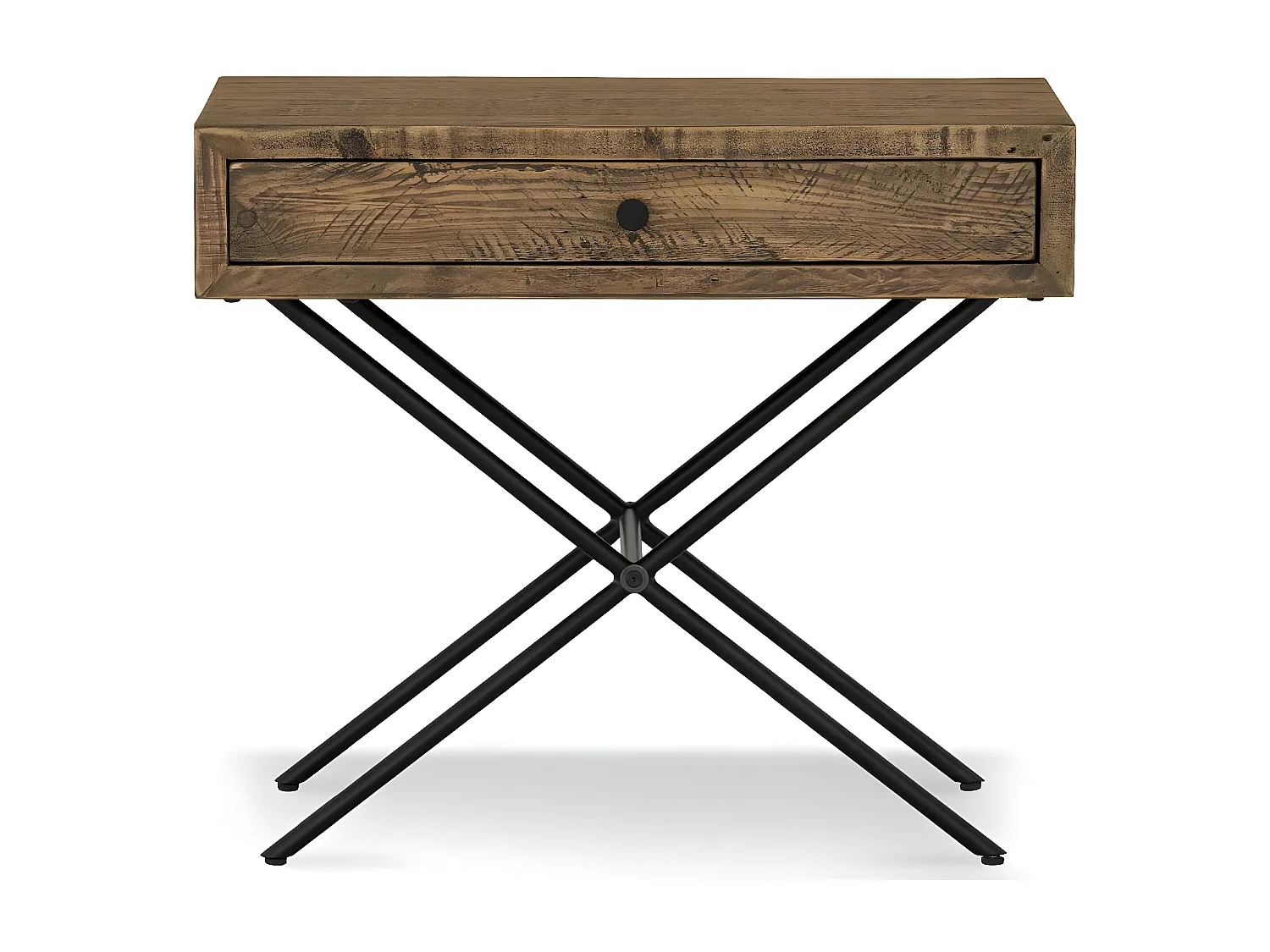 Console 1 tiroir Bois-Métal Marron - Labertine Décoration d'Autrefois