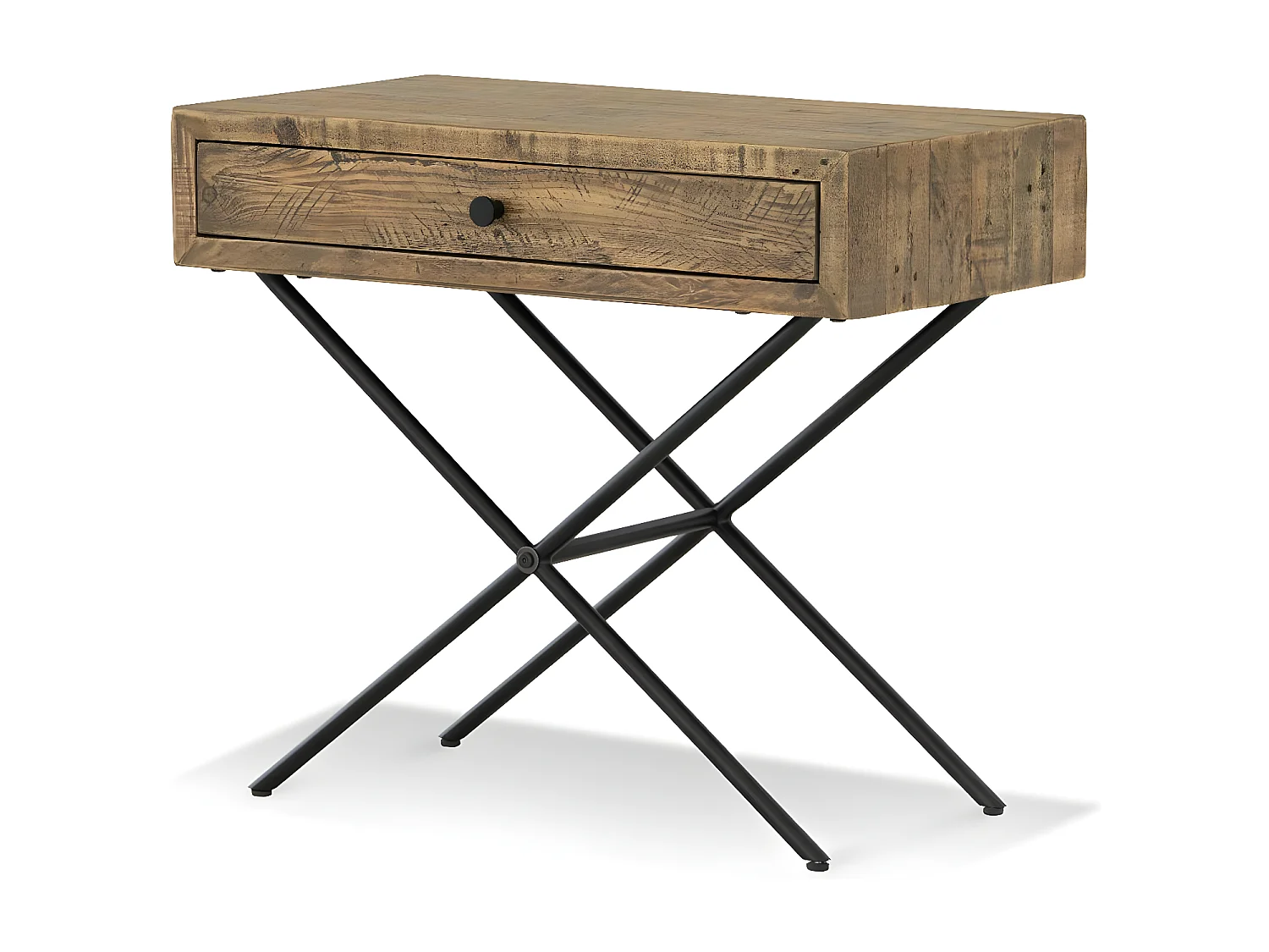 Console 1 tiroir Bois-Métal Marron - Labertine Décoration d'Autrefois