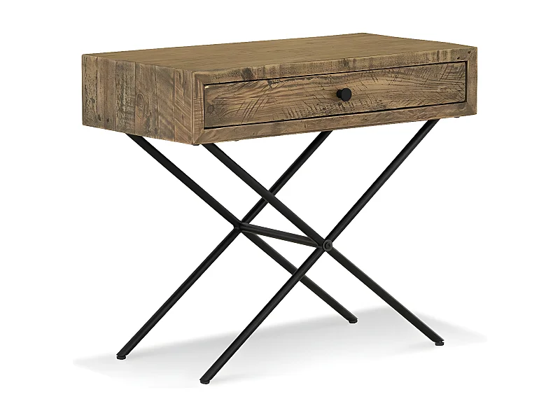 Console 1 tiroir Bois-Métal Marron - Labertine Décoration d'Autrefois