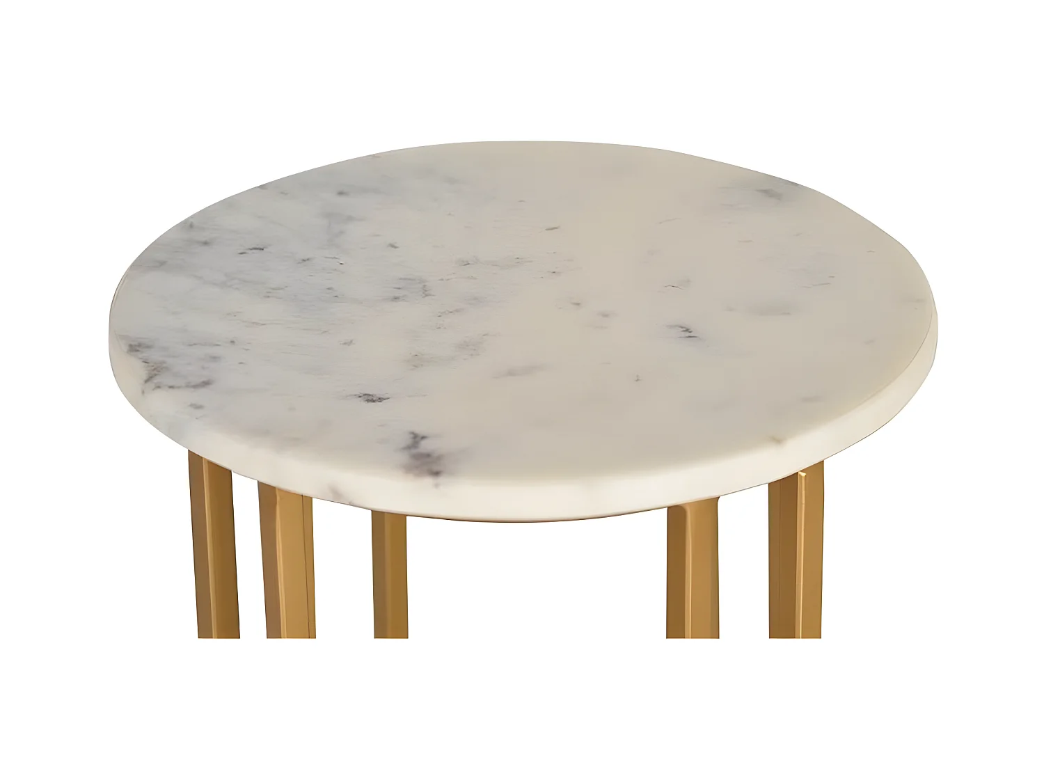 Stolik kawowy z marmurowym blatem i złotymi nogami