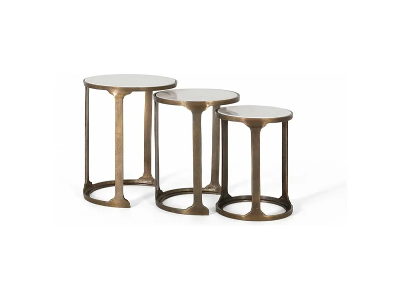 Set de 3 mesas de metal y mármol 0x0x0