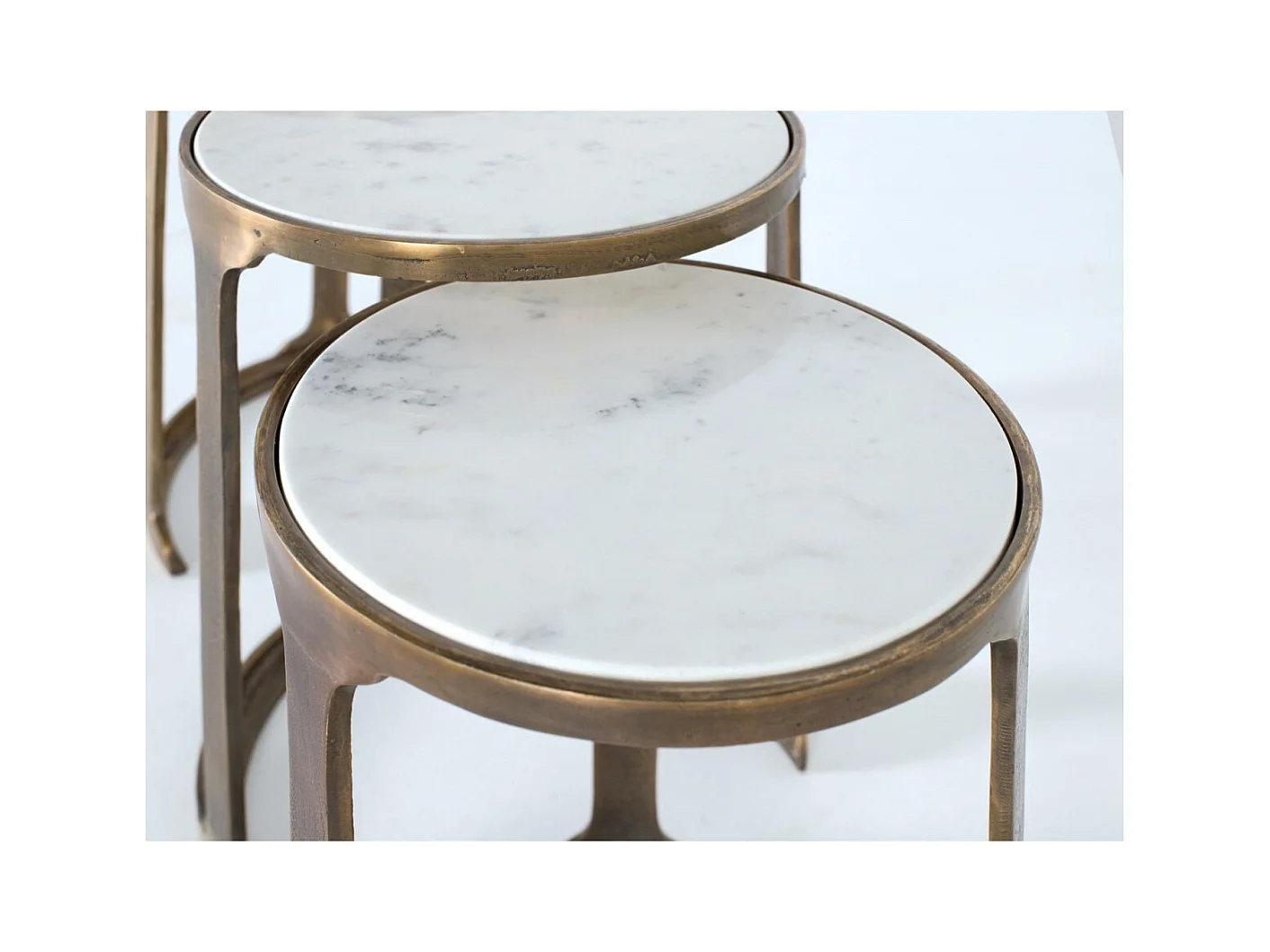 Set de 3 mesas de metal y mármol 0x0x0
