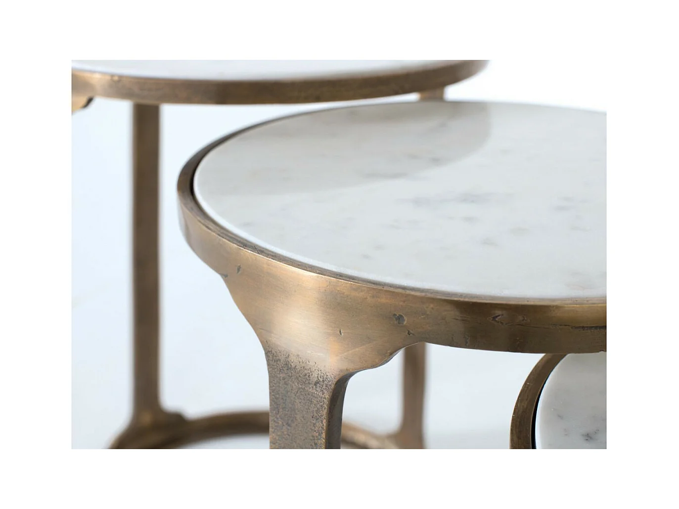 Set de 3 mesas de metal y mármol 0x0x0