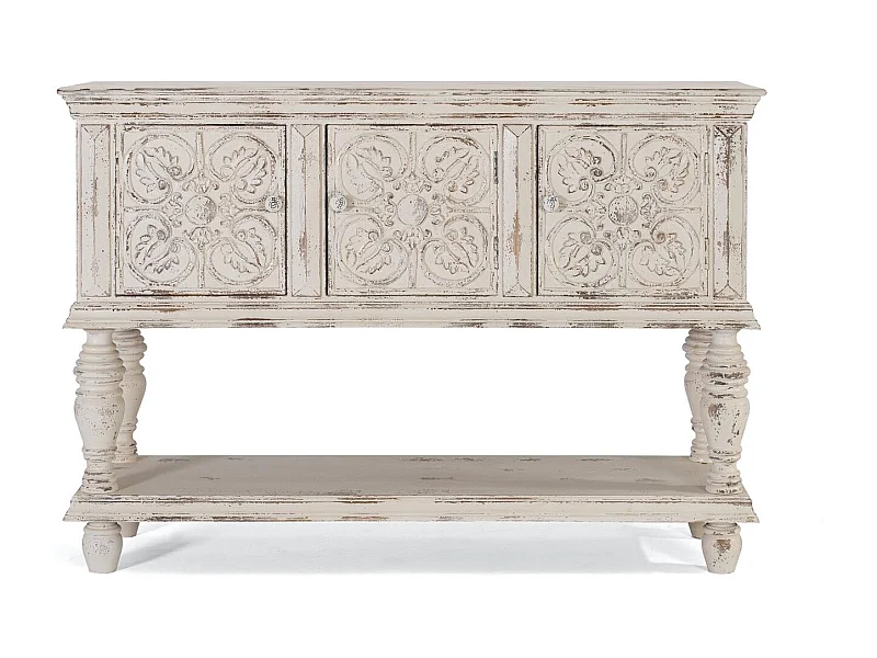 Console en bois manguier blanc vieilli