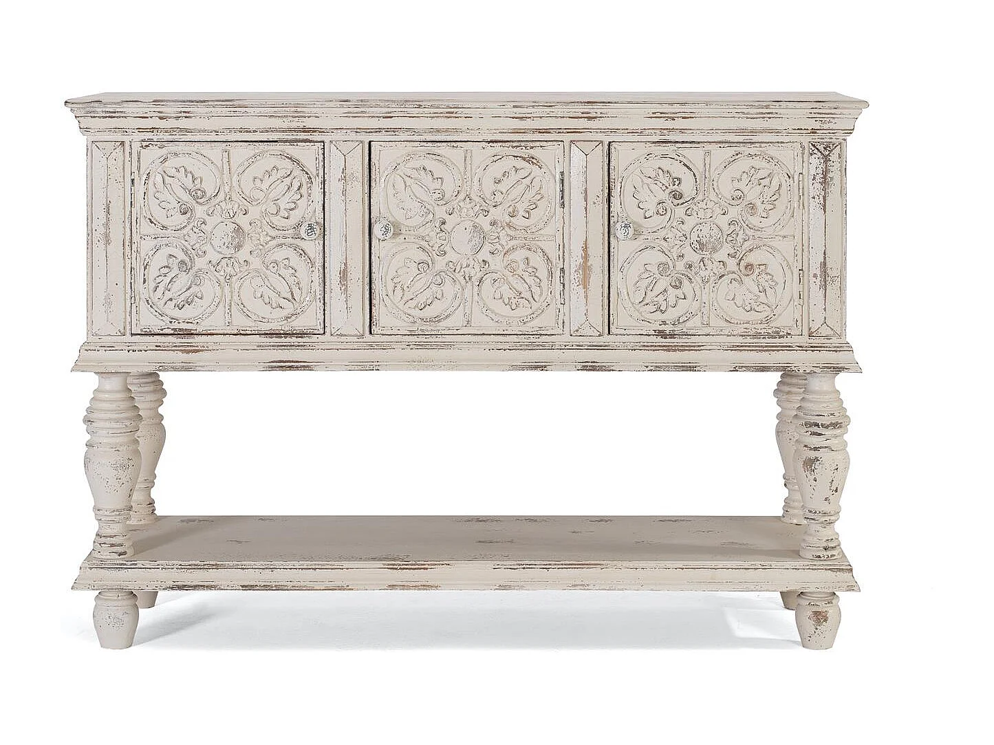 Console en bois manguier blanc vieilli