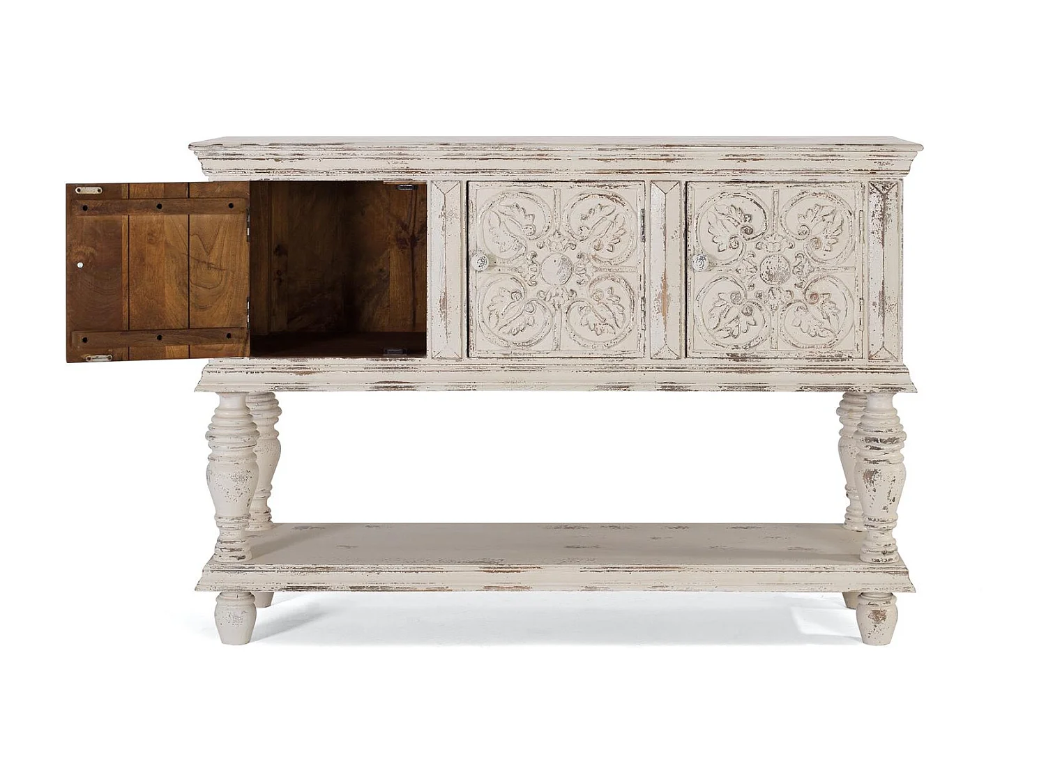 Console en bois manguier blanc vieilli