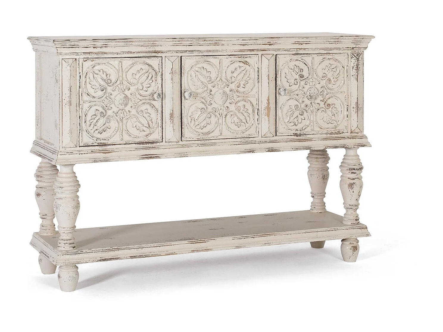 Console en bois manguier blanc vieilli