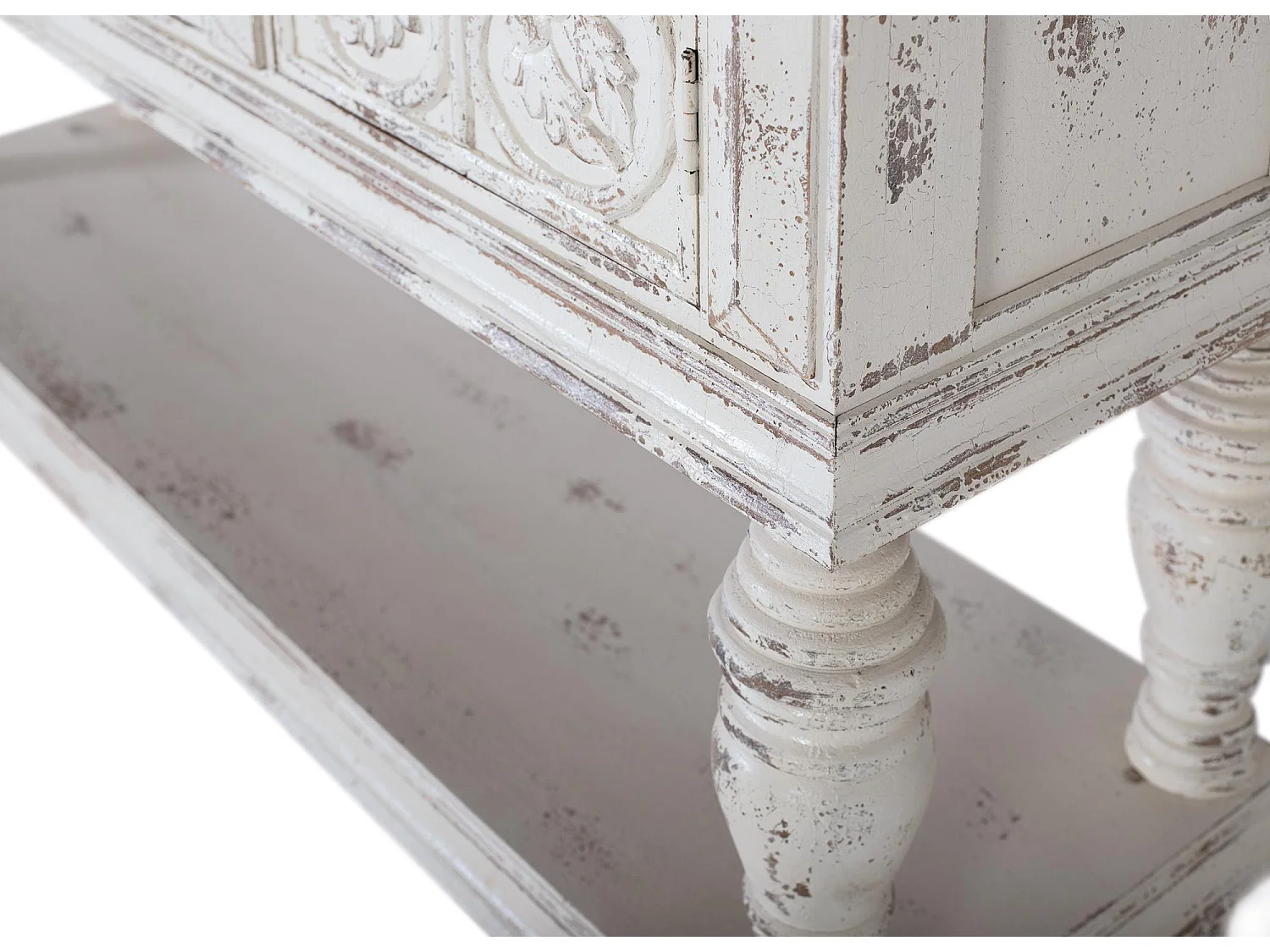 Console en bois manguier blanc vieilli