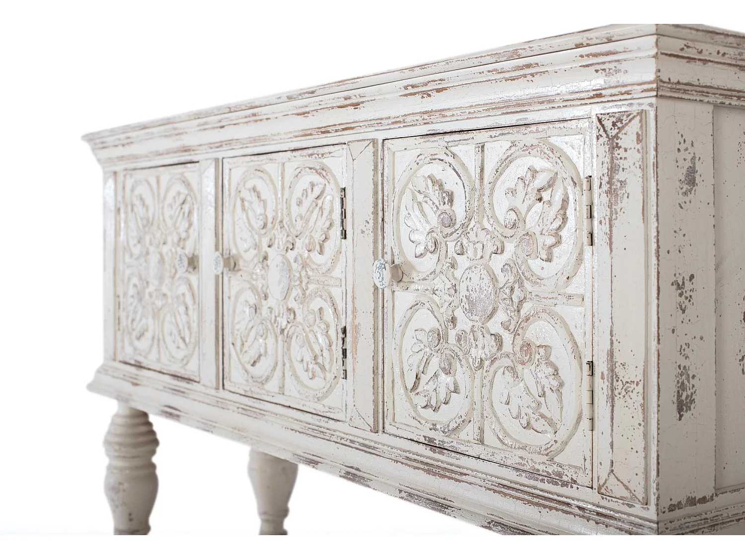 Console en bois manguier blanc vieilli