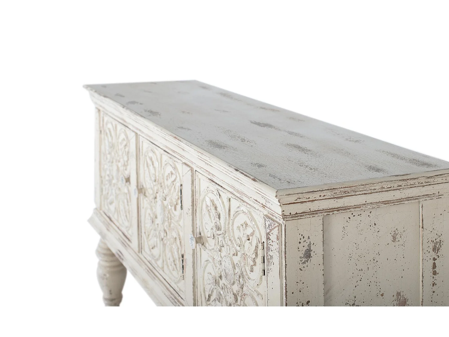 Console en bois manguier blanc vieilli