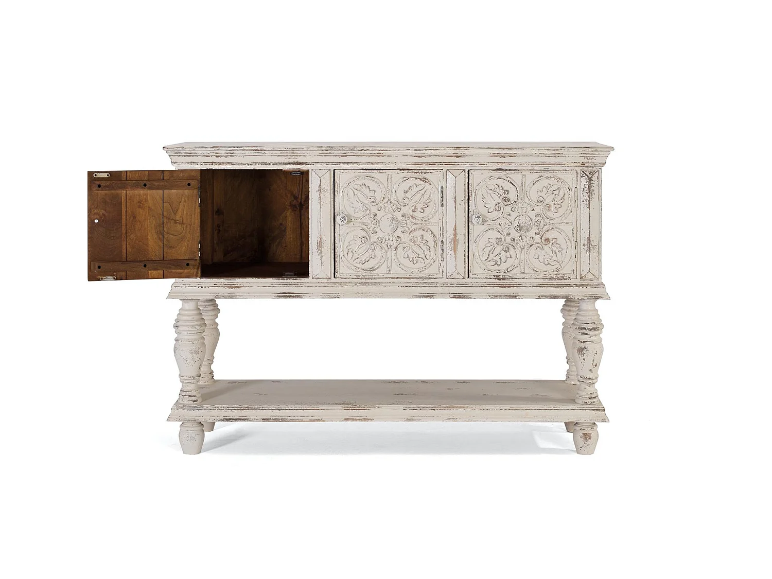 Console en bois de manguier 148 cm, style méditerranéen moderne - 103 x 148 x 44