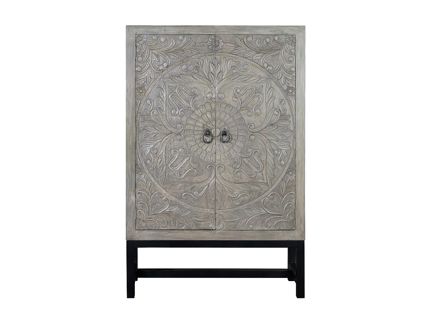 Armoire en manguier et pieds en métal gris vieilli
