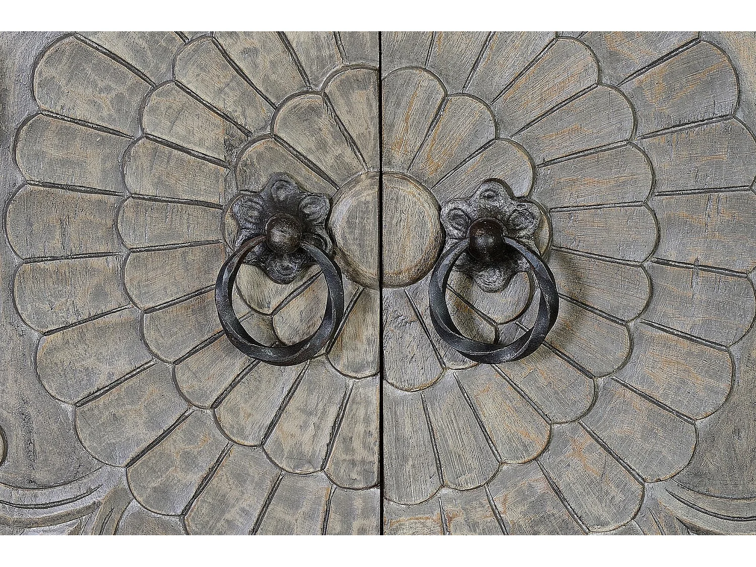 Armoire en manguier et pieds en métal gris vieilli