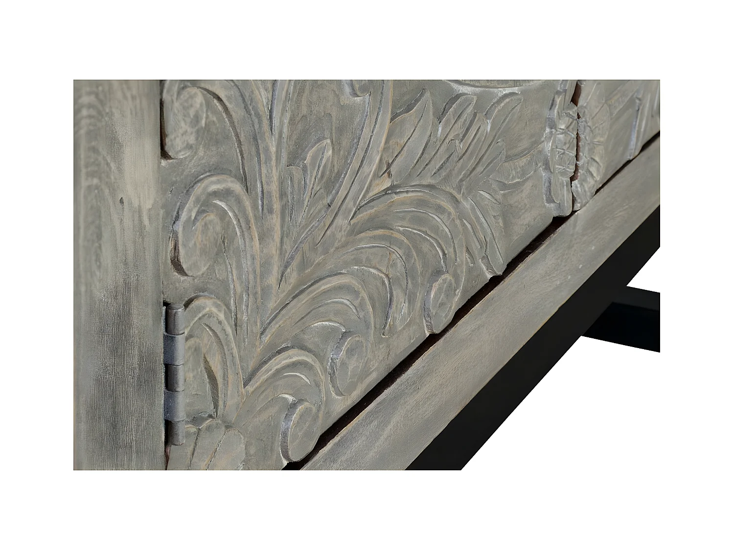 Szafa z drewna mango z metalowymi nogami w kolorze szarym